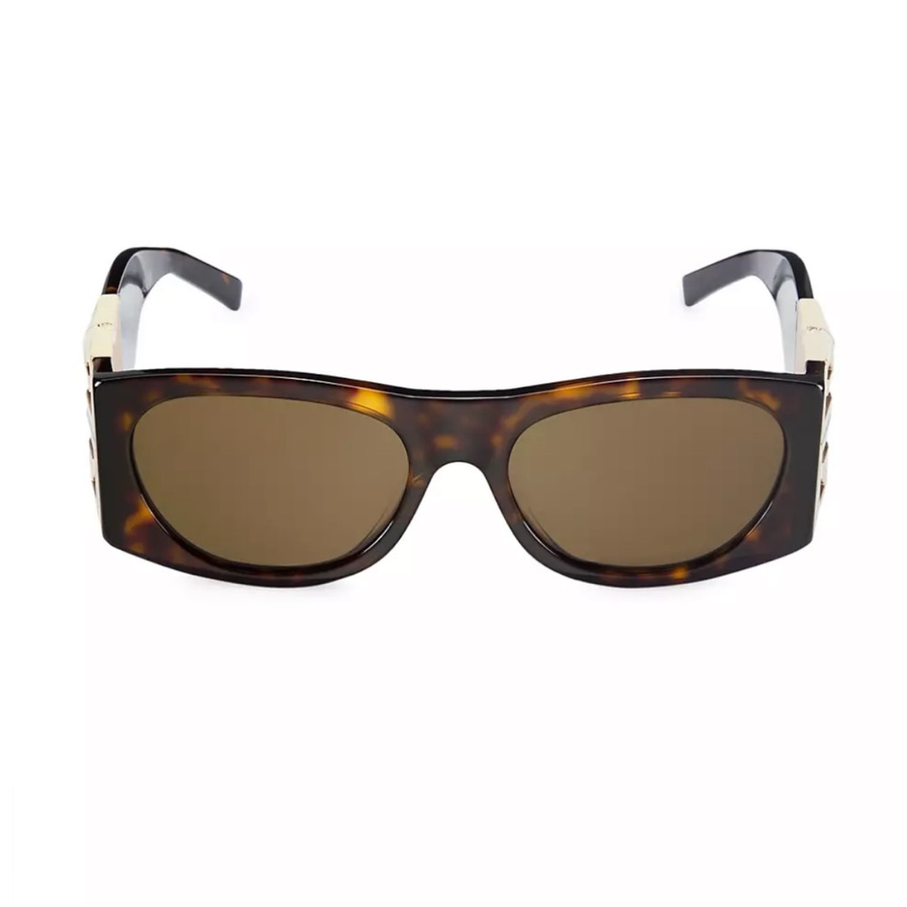 GIVENCHY GOLD LOGO BROWN SUNGLASSES. 4G 56MM Rectangular Sunglasses. - Picture 2 of 11